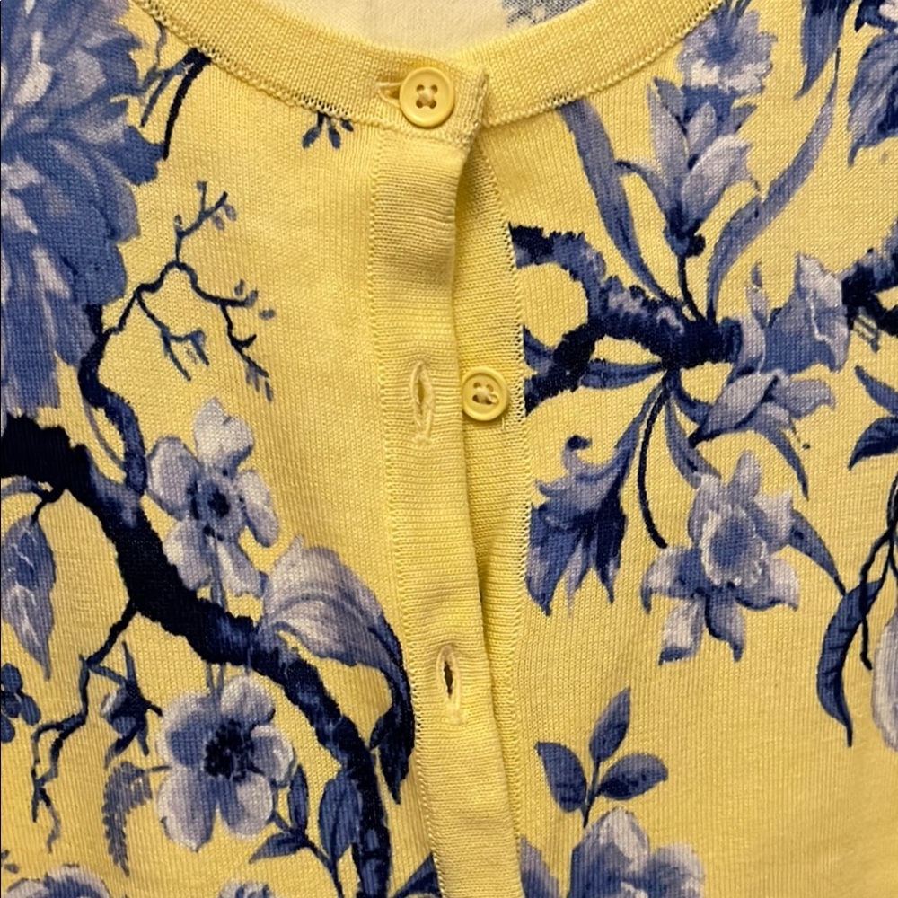 Talbots Yellow and Blue Patterned Cardigan - Picture 5 of 8